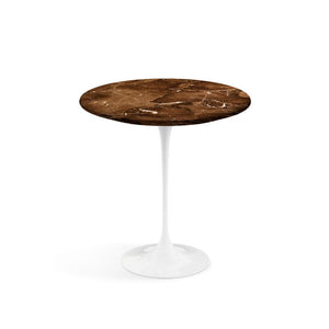 Saarinen Side Table - 20” Round side/end table Knoll White Espresso marble, Satin finish 