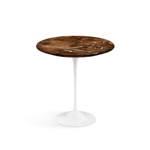 Saarinen Side Table - 20” Round side/end table Knoll White Espresso marble, Shiny finish 