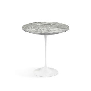 Saarinen Side Table - 20” Round side/end table Knoll White Grey marble, Satin finish 