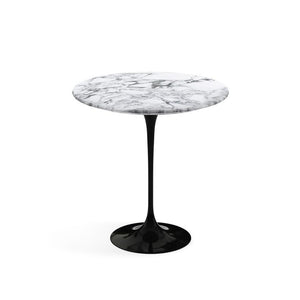 Saarinen Side Table - 20” Round side/end table Knoll Black Arabescato marble, Satin finish 