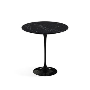 Saarinen Side Table - 20” Round side/end table Knoll Black Nero Marquina marble, Shiny finish 