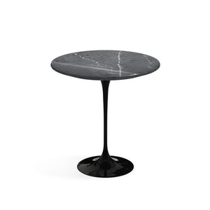 Saarinen Side Table - 20” Round side/end table Knoll Black Grigio Marquina marble, Satin finish 