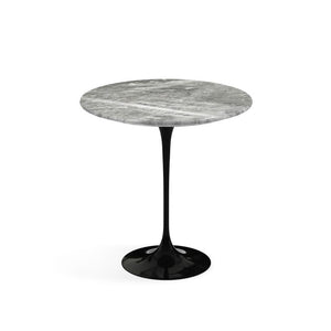 Saarinen Side Table - 20” Round side/end table Knoll Black Grey marble, Shiny finish 