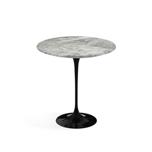Saarinen Side Table - 20” Round side/end table Knoll Black Grey marble, Satin finish 