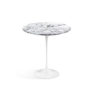 Saarinen Side Table - 20” Round side/end table Knoll White Arabescato marble, Satin finish 