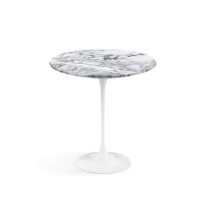 Saarinen Side Table - 20” Round side/end table Knoll White Arabescato marble, Shiny finish 