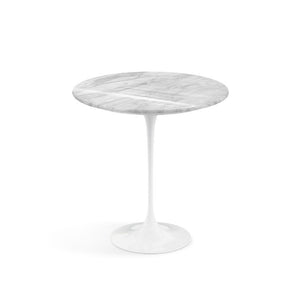 Saarinen Side Table - 20” Round side/end table Knoll White Carrara marble, Satin finish 