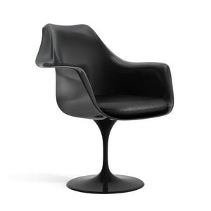 Saarinen Tulip Armchair lounge chair Knoll Black Vinyl - Black Fixed