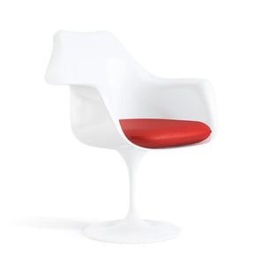 Saarinen Tulip Armchair lounge chair Knoll White Vinyl - Red Fixed