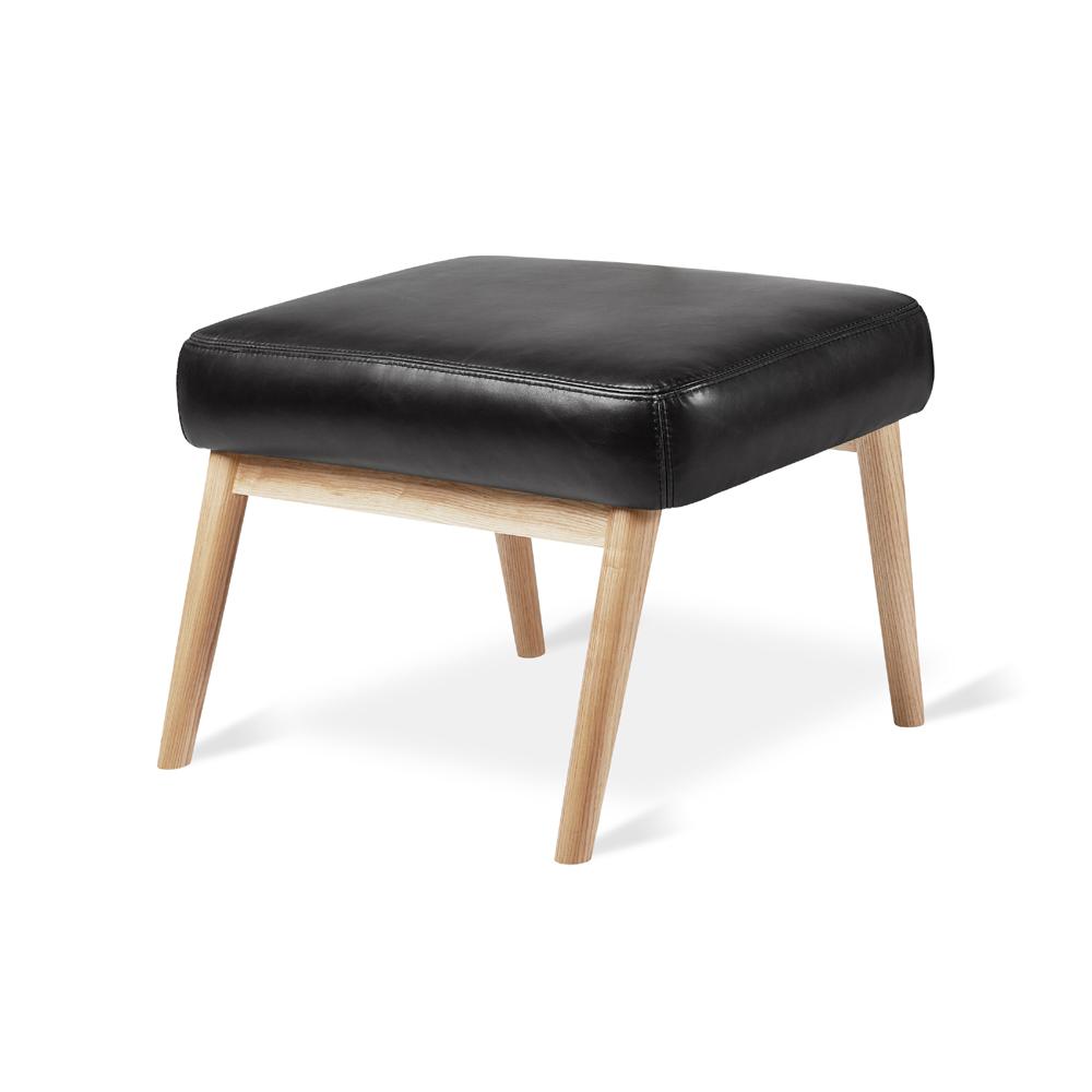 Baltic Ottoman Ottoman Gus Modern Saddle Black Leather Ash Natural 