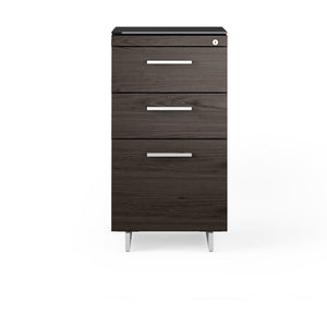 Sequel 20 Three-Drawer File 6114 storage BDI Charcoal Stained Ash Satin Nickel 