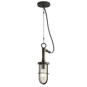 Ship's Well Glass Pendant Pendant Lights Original BTC Clear Glass Weathered Brass 