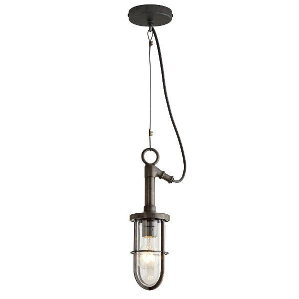 Ship's Well Glass Pendant Pendant Lights Original BTC Clear Glass Weathered Brass 