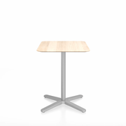 Emeco 2 Inch X Base Cafe Table - Rectangular Coffee table Emeco Silver Powder Coated Accoya (Outdoor Approved) 