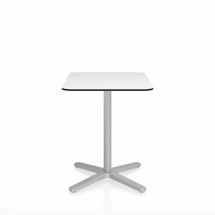 Emeco 2 Inch X Base Cafe Table - Rectangular Coffee table Emeco Silver Powder Coated White HPL 