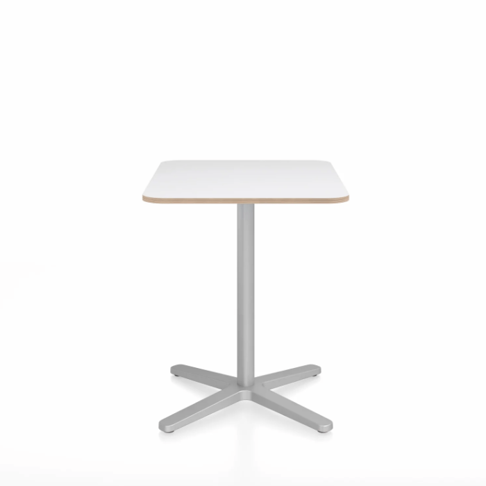 Emeco 2 Inch X Base Cafe Table - Rectangular Coffee table Emeco Silver Powder Coated White Laminate Plywood 