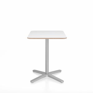 Emeco 2 Inch X Base Cafe Table - Rectangular Coffee table Emeco Silver Powder Coated White Laminate Plywood 