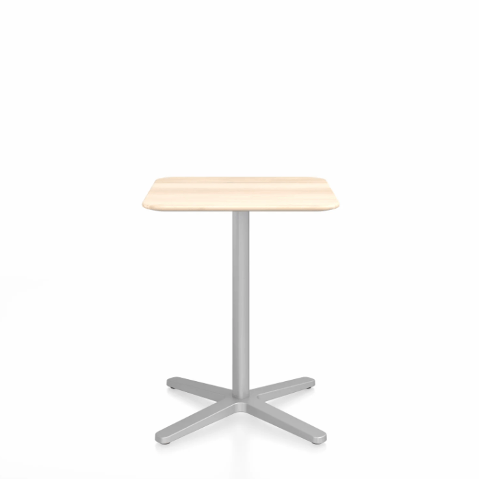 Emeco 2 Inch X Base Cafe Table - Square Coffee Tables Emeco 24&quot; / 60 cm Silver Powder Coated Accoya (Outdoor Approved)