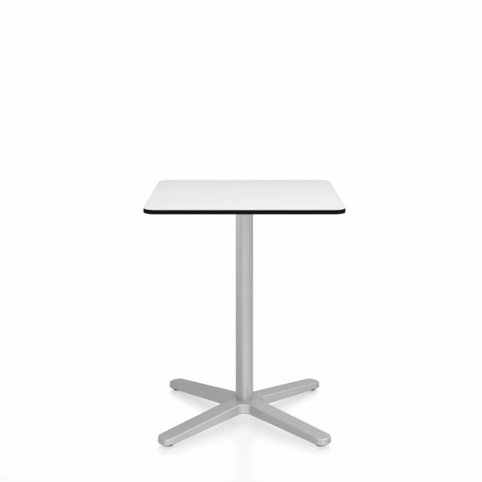 Emeco 2 Inch X Base Cafe Table - Square Coffee Tables Emeco 24&quot; / 60 cm Silver Powder Coated White HPL