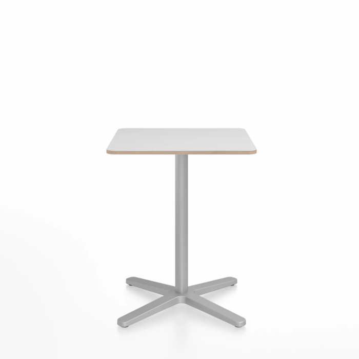 Emeco 2 Inch X Base Cafe Table - Square Coffee Tables Emeco 24&quot; / 60 cm Silver Powder Coated White Laminate Plywood