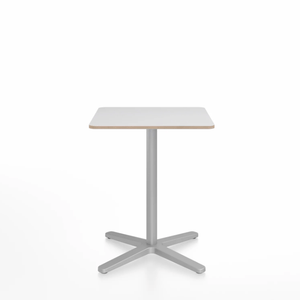 Emeco 2 Inch X Base Cafe Table - Square Coffee Tables Emeco 24" / 60 cm Silver Powder Coated White Laminate Plywood