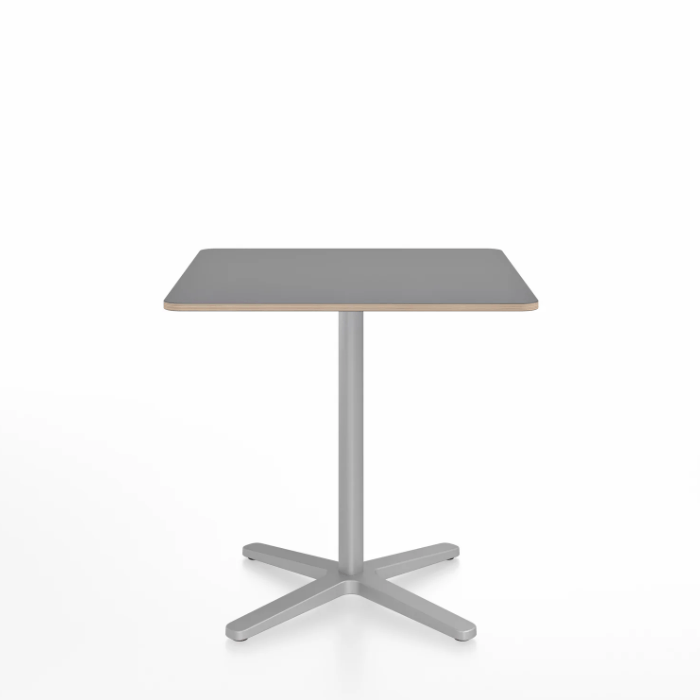 Emeco 2 Inch X Base Cafe Table - Square Coffee Tables Emeco 30" / 76 cm Silver Powder Coated Grey Laminate Plywood