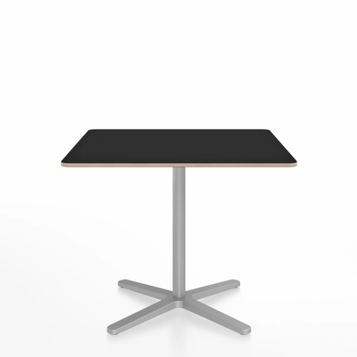 Emeco 2 Inch X Base Cafe Table - Square Coffee Tables Emeco 36&quot; / 91 cm Silver Powder Coated Black Laminate Plywood
