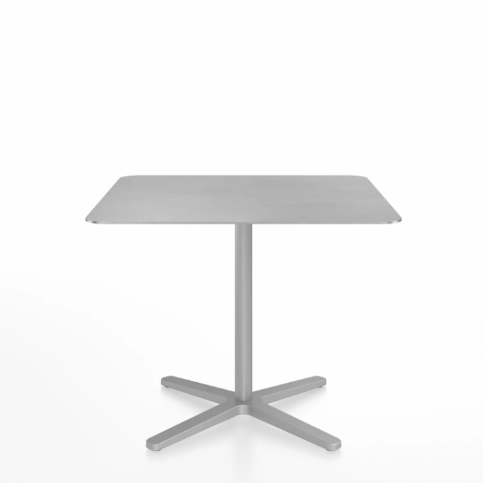 Emeco 2 Inch X Base Cafe Table - Square Coffee Tables Emeco 36&quot; / 91 cm Silver Powder Coated Hand Brushed Aluminum