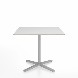 Emeco 2 Inch X Base Cafe Table - Square Coffee Tables Emeco 36" / 91 cm Silver Powder Coated White Laminate Plywood