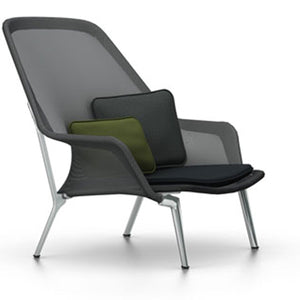 Slow Chair lounge chair Vitra Polished Aluminum Black Glides for carpet