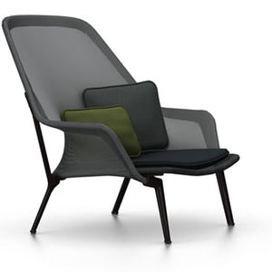 Slow Chair lounge chair Vitra Chocolate powder-coated Black Glides for carpet