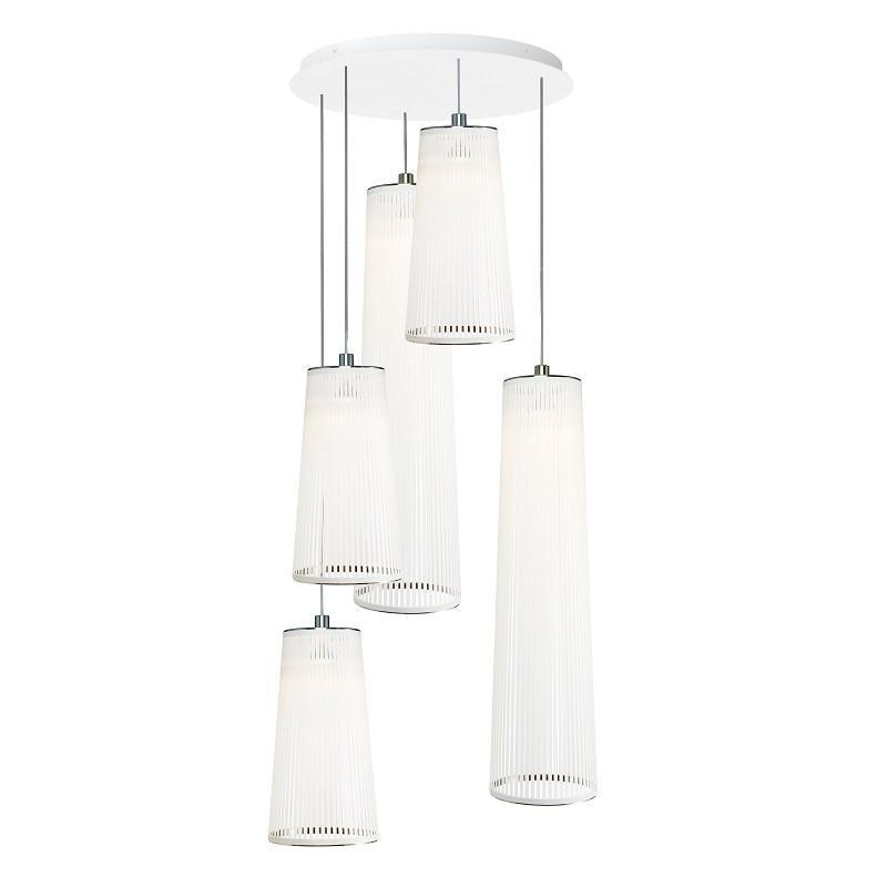 Solis Chandelier 5 Mixed Multi-Light Pendant hanging lamps Pablo Mix of 3x24" and 2x48" White 