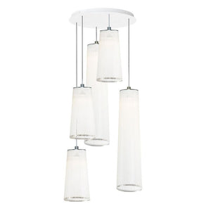 Solis Chandelier 5 Mixed Multi-Light Pendant hanging lamps Pablo Mix of 3x24" and 2x48" White 