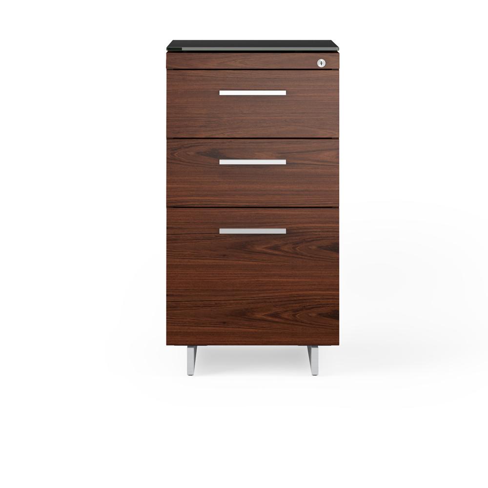 Sequel 20 Three-Drawer File 6114 storage BDI Chocolate Stained Walnut Satin Nickel 