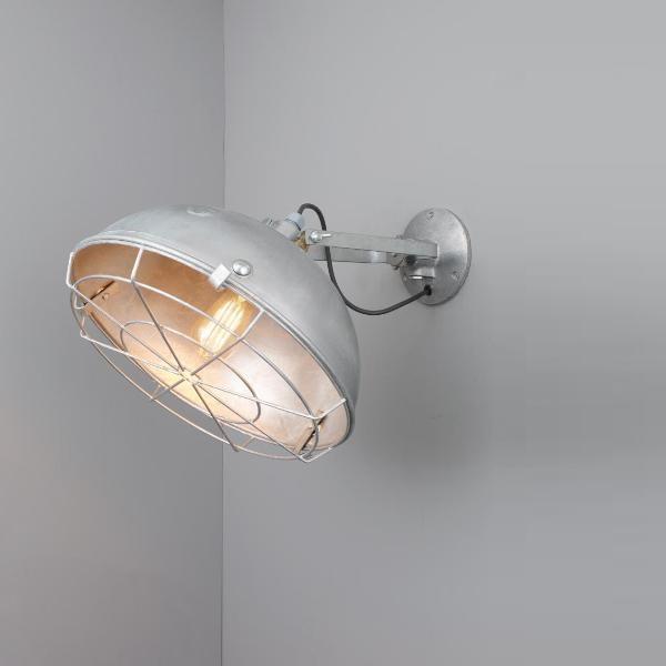 Steel Working Wall Light With Protective Guard Wall Lights Original BTC Galvanised 
