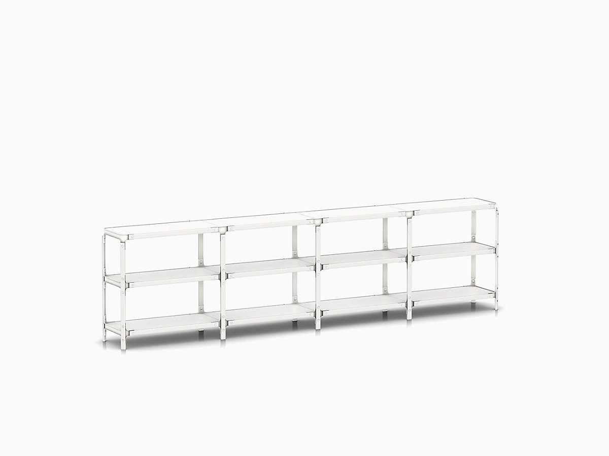 Steelwood Shelving System storage Magis White frame &amp; shelf finish 3 Shelves high - 4 modules wide
