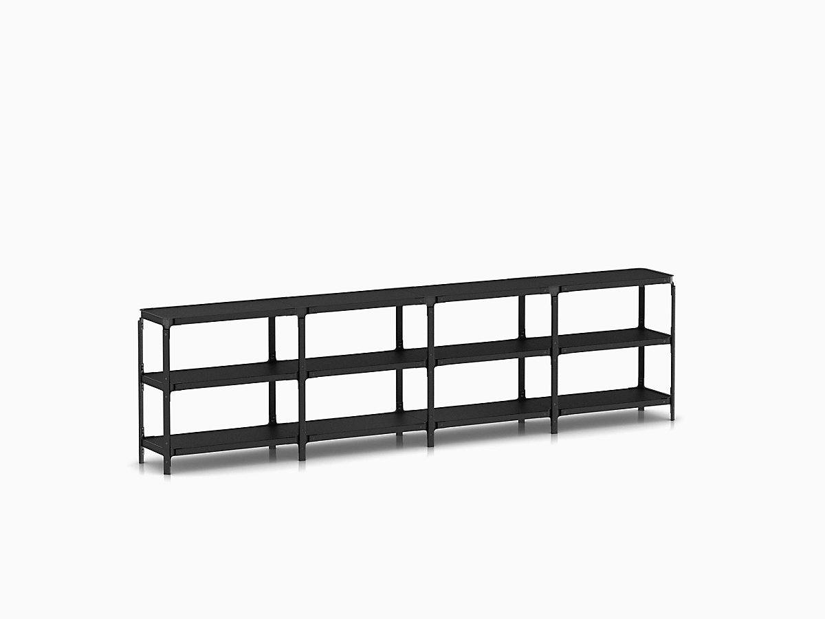 Steelwood Shelving System storage Magis Black frame & shelf finish 3 Shelves high - 4 modules wide