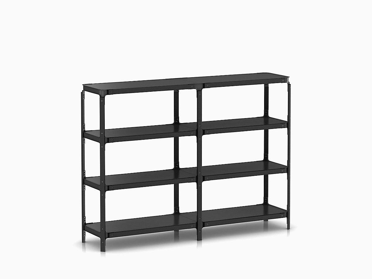 Steelwood Shelving System storage Magis Black frame & shelf finish 4 Shelves high - 2 modules wide 