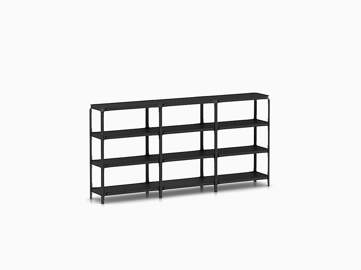 Steelwood Shelving System storage Magis Black frame &amp; shelf finish 4 Shelves high - 3 modules wide