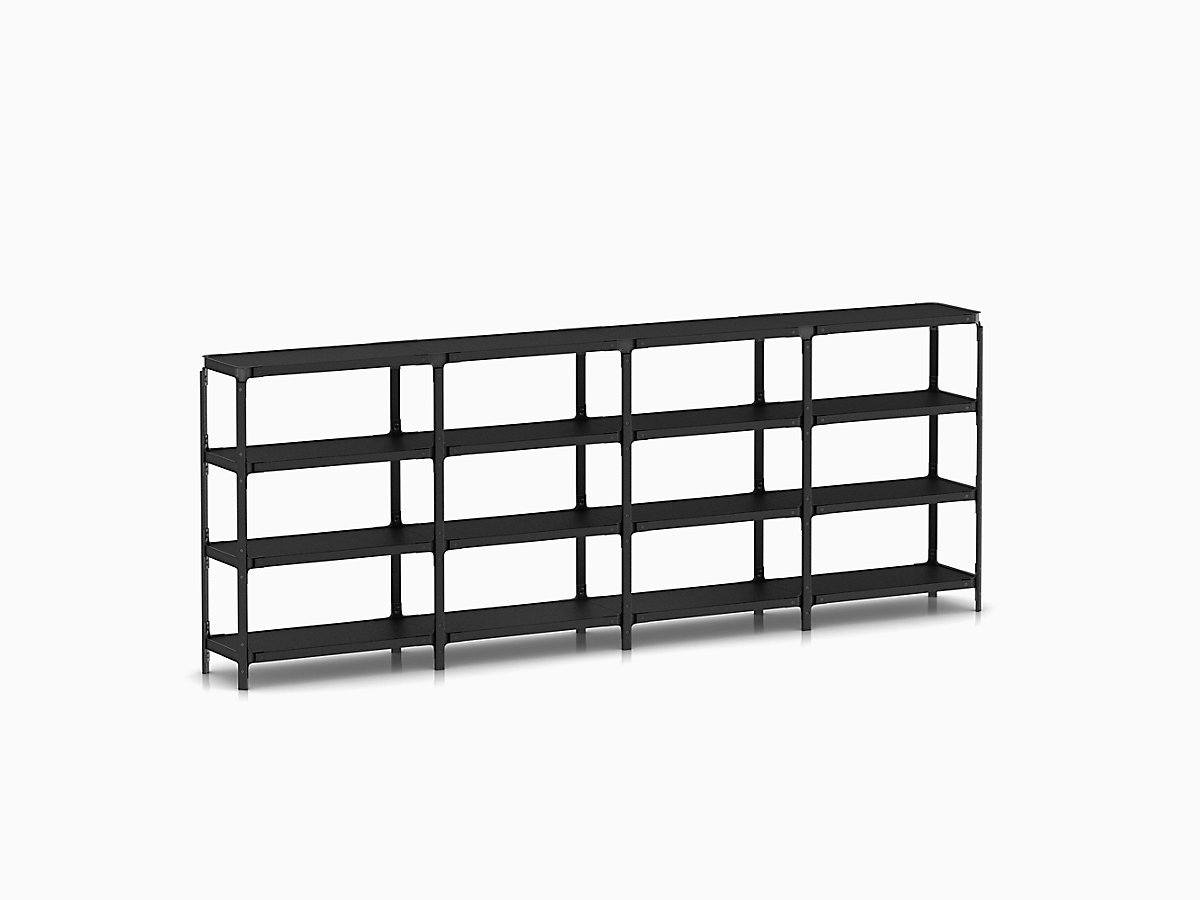 Steelwood Shelving System storage Magis Black frame &amp; shelf finish 4 Shelves high - 4 modules wide