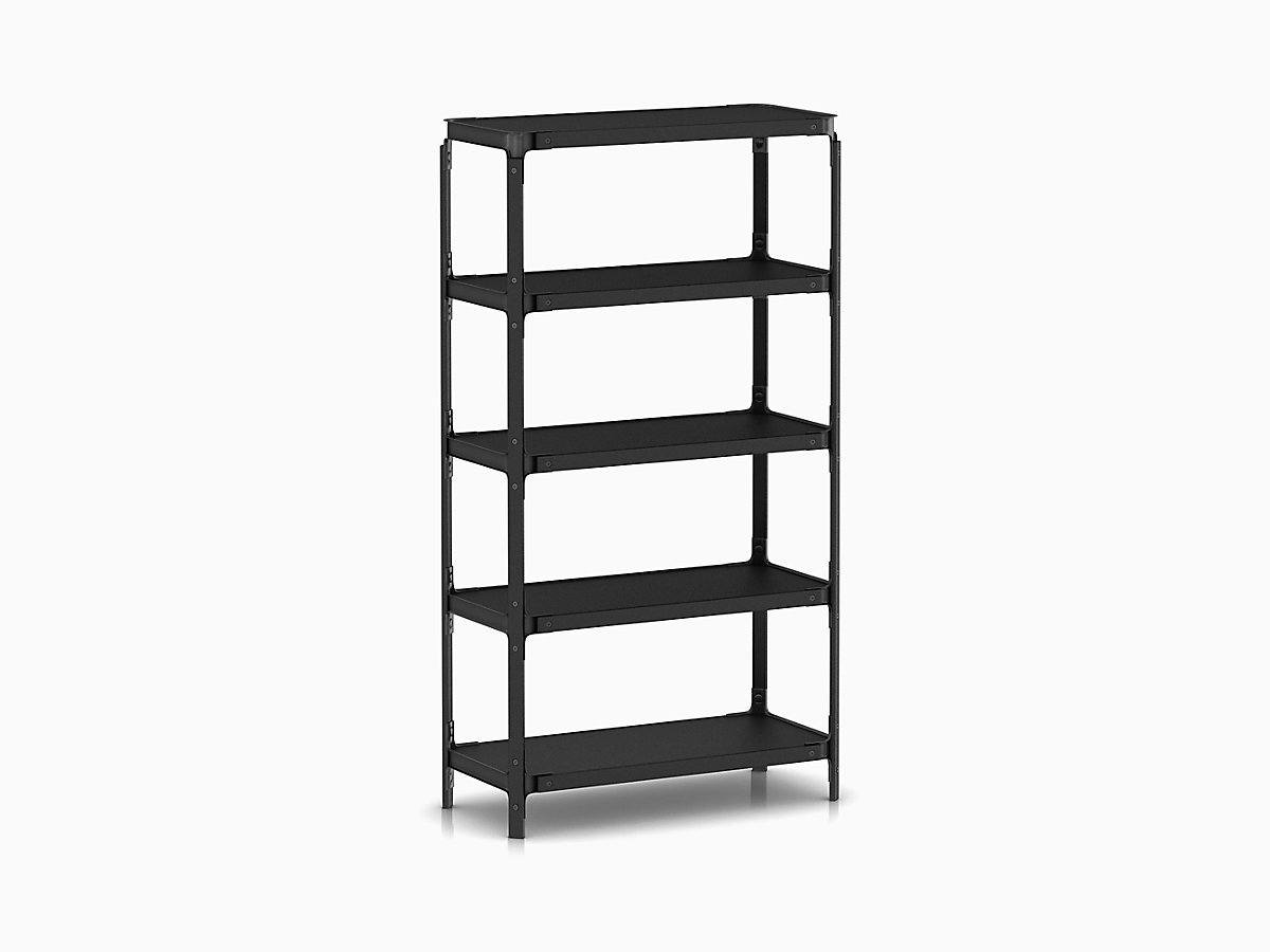 Steelwood Shelving System storage Magis Black frame & shelf finish 5 Shelves high - 1 module wide 