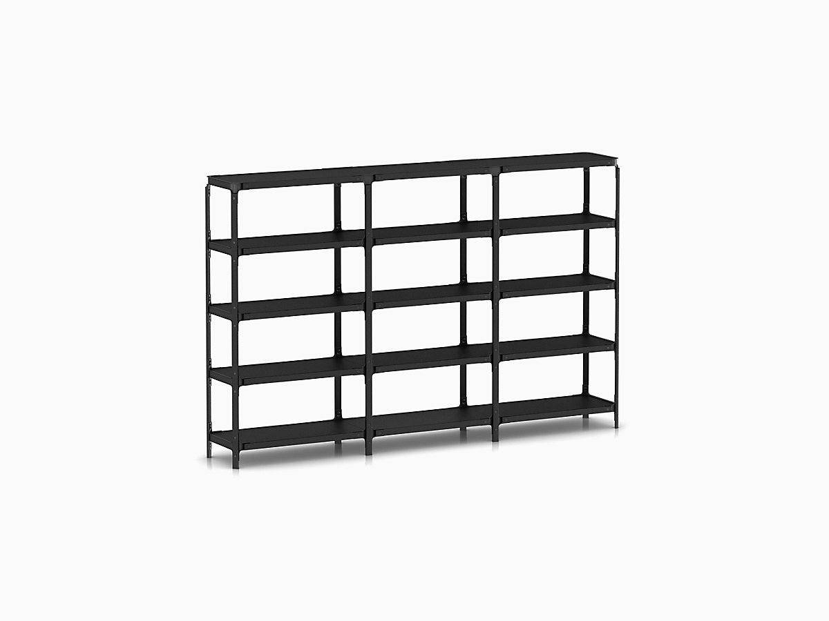 Steelwood Shelving System storage Magis Black frame & shelf finish 5 Shelves high - 3 modules wide