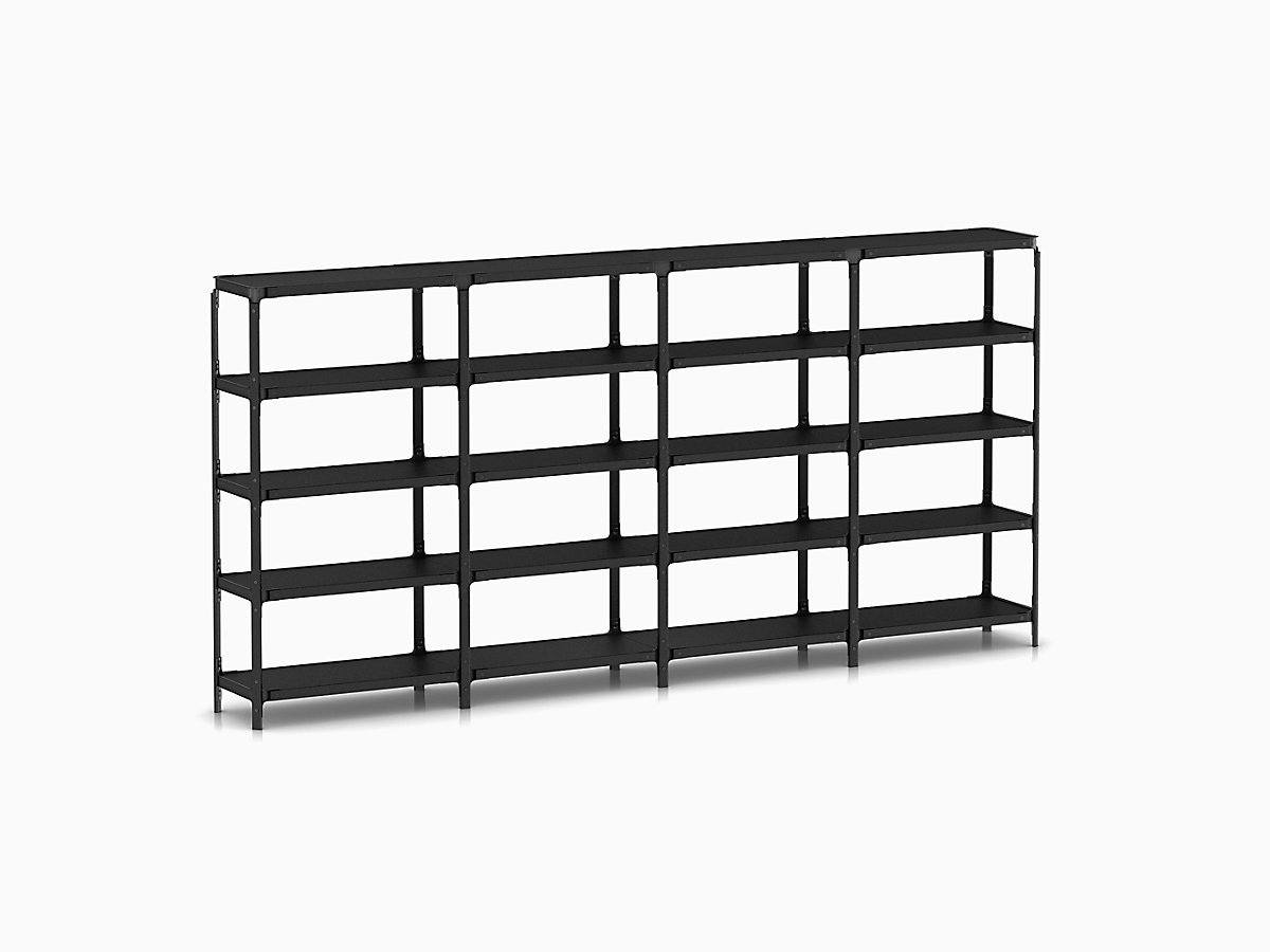 Steelwood Shelving System storage Magis Black frame &amp; shelf finish 5 Shelves high - 4 modules wide