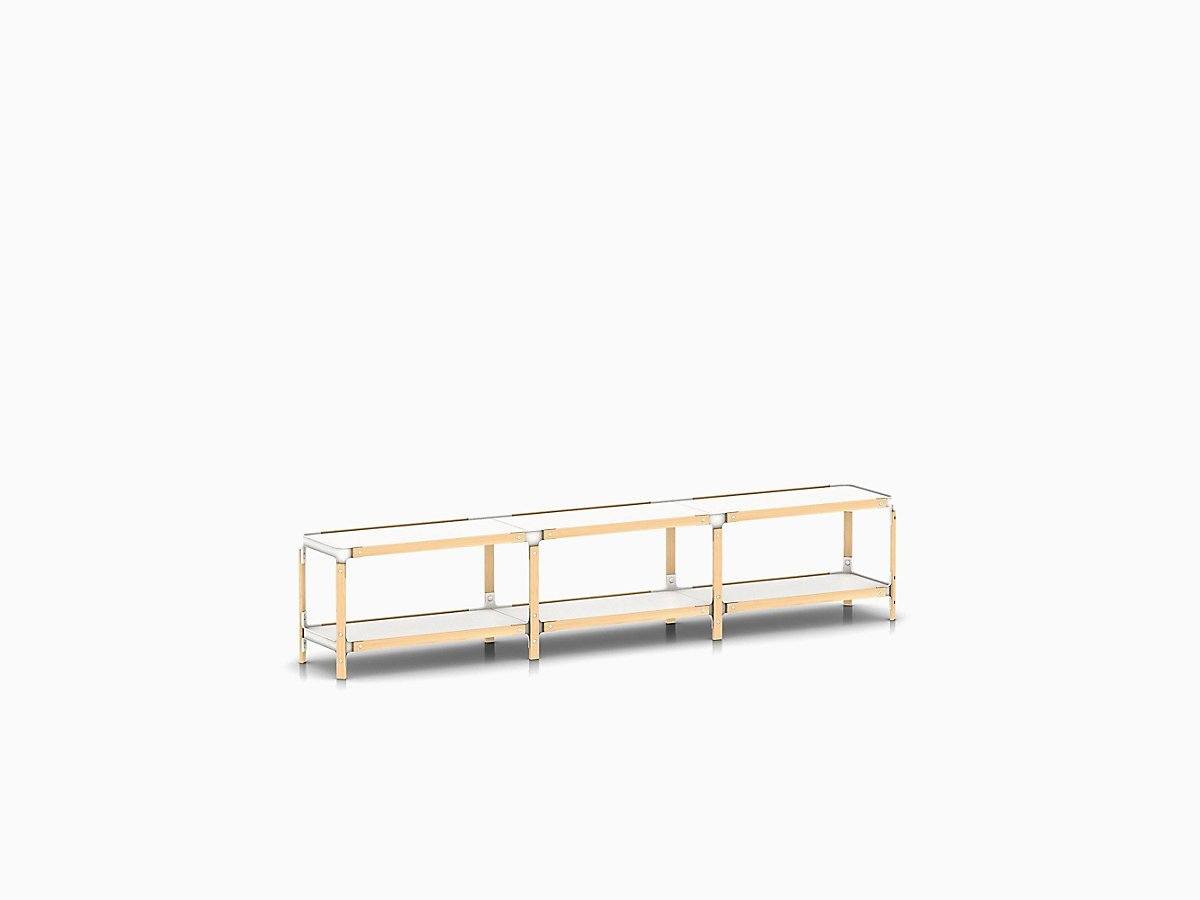 Steelwood Shelving System storage Magis natural beech frame / white shelf finish 2 Shelves high - 3 modules wide