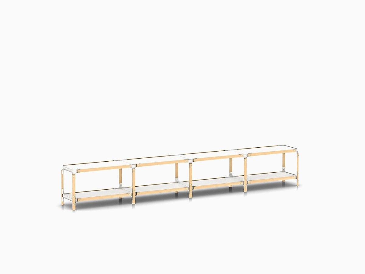 Steelwood Shelving System storage Magis natural beech frame / white shelf finish 2 Shelves high - 4 modules wide 