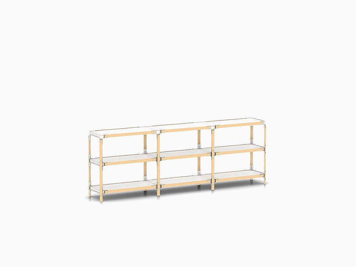 Steelwood Shelving System storage Magis natural beech frame / white shelf finish 3 Shelves high - 3 modules wide