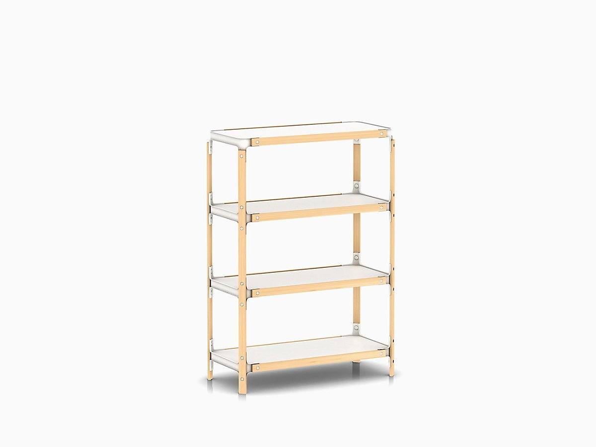 Steelwood Shelving System storage Magis natural beech frame / white shelf finish 4 Shelves high - 1 module wide