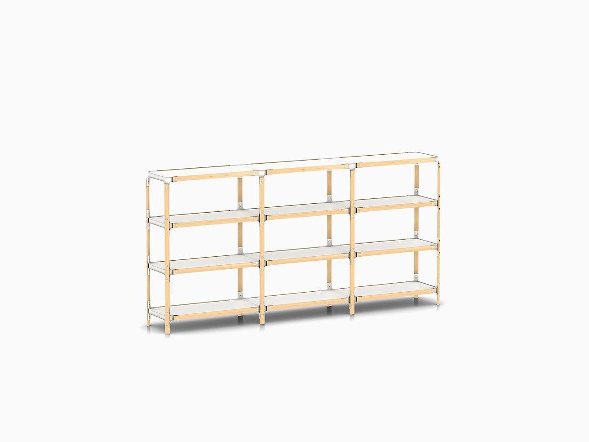 Steelwood Shelving System storage Magis natural beech frame / white shelf finish 4 Shelves high - 3 modules wide