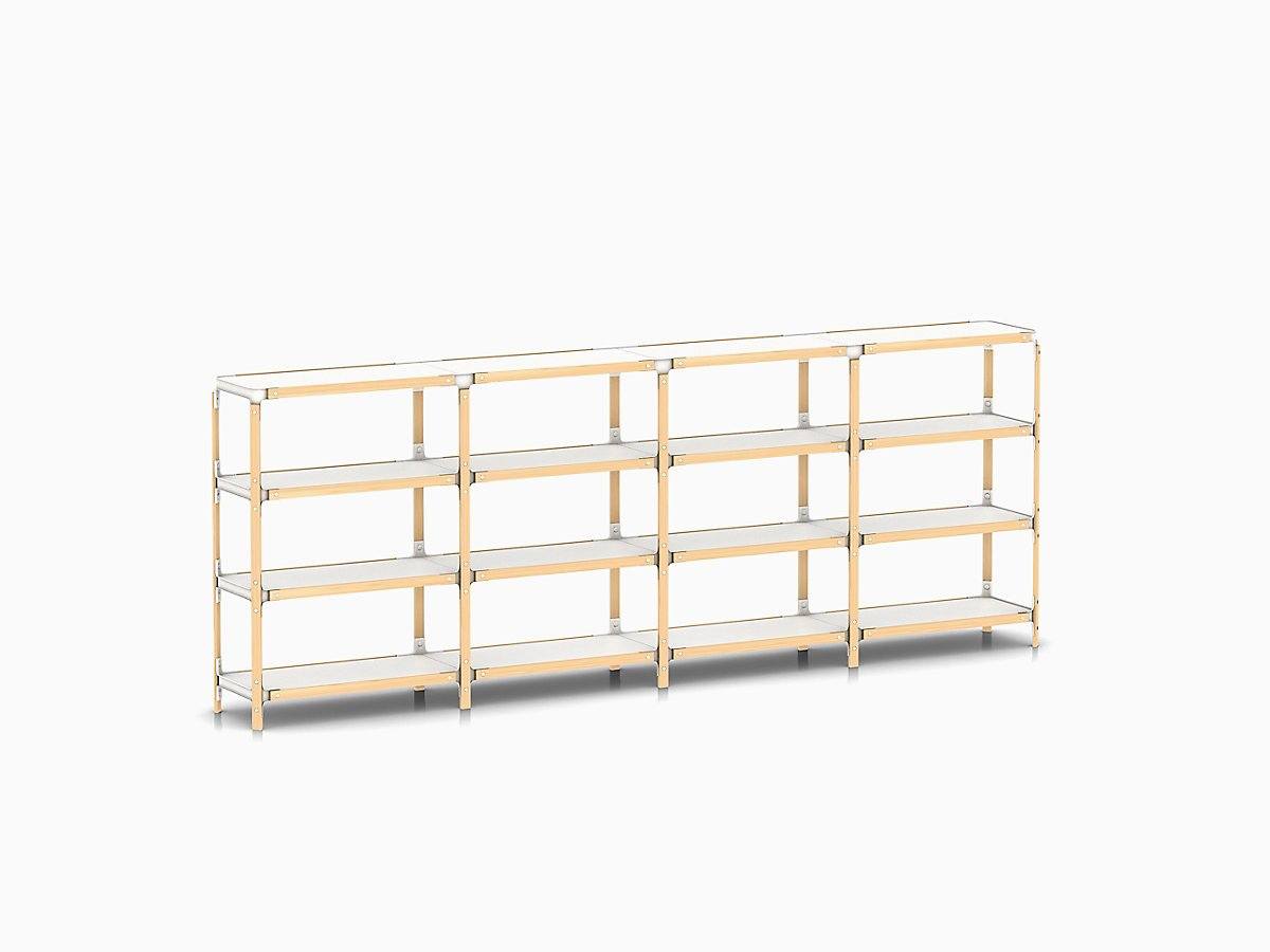 Steelwood Shelving System storage Magis natural beech frame / white shelf finish 4 Shelves high - 4 modules wide