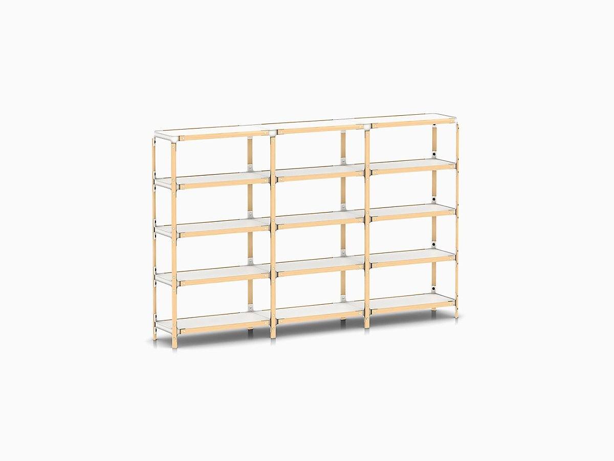 Steelwood Shelving System storage Magis natural beech frame / white shelf finish 5 Shelves high - 3 modules wide